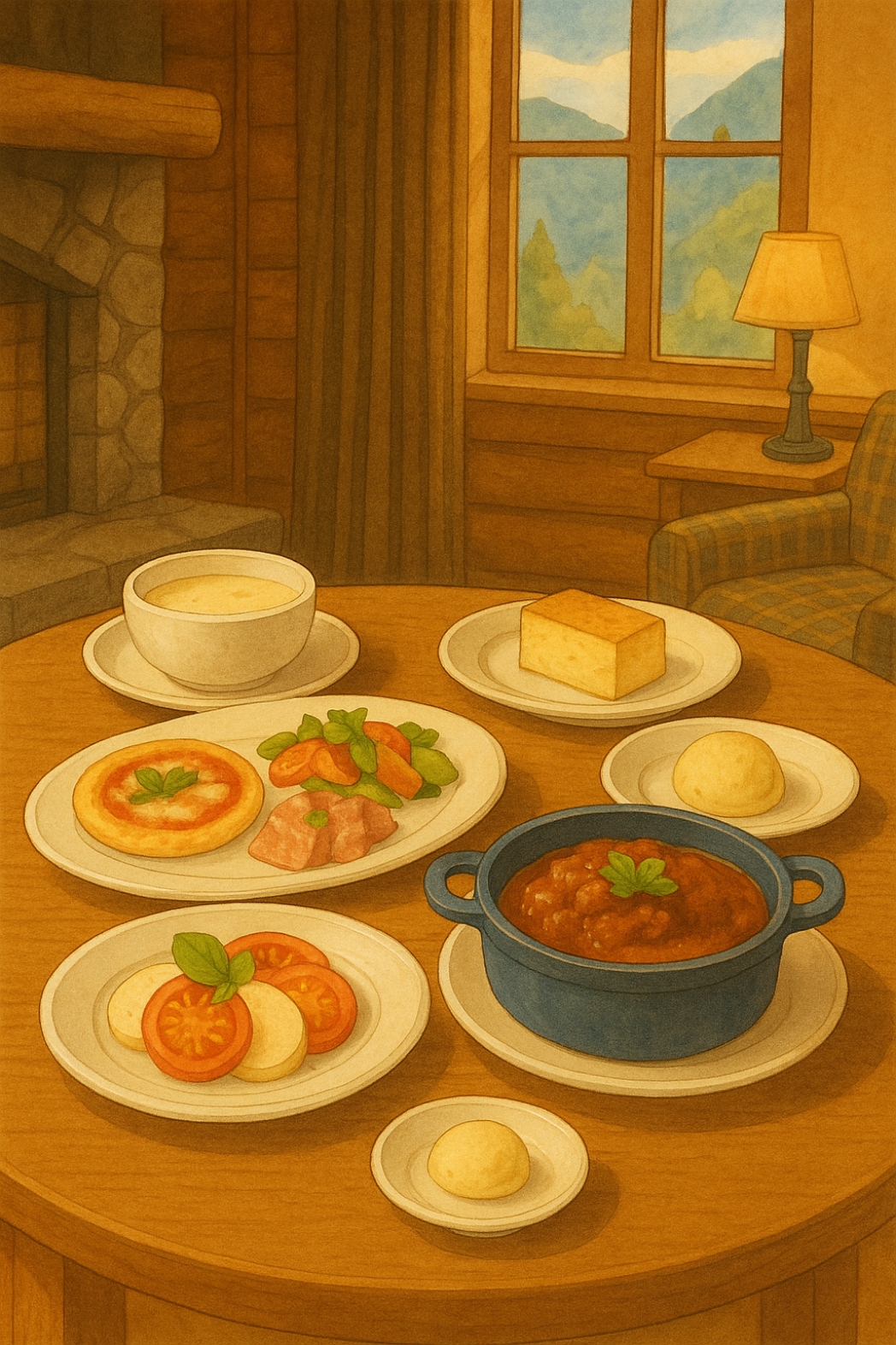 SANTAスペシャルディナーの料理が並ぶテーブル